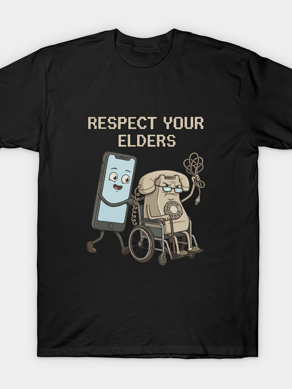 Phone Respect Your Elders T Shirt All Season Fabric Breathable And Comfortable Suitable for Outings Leisure Gatherings Sports And Holiday Gifts Hip Hop Shirts for Men 90S Outfit for Men Tops Loose Fit Men'S Novelty Shirts Funny Gift