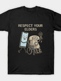 Phone Respect Your Elders T Shirt All Season Fabric Breathable And Comfortable Suitable for Outings Leisure Gatherings Sports And Holiday Gifts Hip Hop Shirts for Men 90S Outfit for Men Tops Loose Fit Men'S Novelty Shirts Funny Gift
