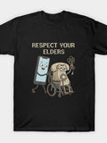 Phone Respect Your Elders T Shirt All Season Fabric Breathable And Comfortable Suitable for Outings Leisure Gatherings Sports And Holiday Gifts Hip Hop Shirts for Men 90S Outfit for Men Tops Loose Fit Men'S Novelty Shirts Funny Gift