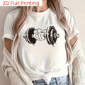 2D Flat Printing 1pc Dumbbell Power Fist Heat Transfer Patch Thermal Transfer Patch, Black T-Shirt, Jeans And Backpack Decoration, Can Be Water-Washing Embroidery Applique