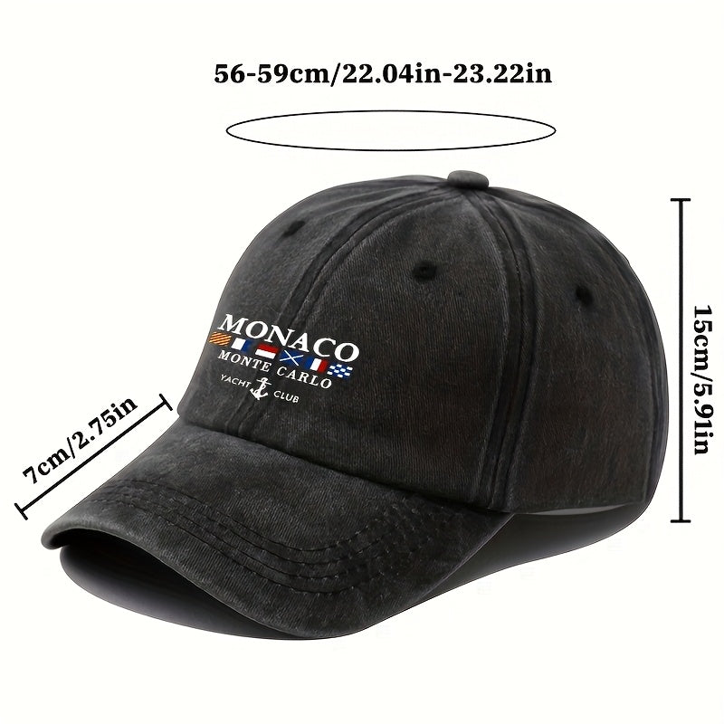 MONACO Geometric Pattern Fashion Baseball Cap, Retro Dad Hat, Outdoor Casual Hat