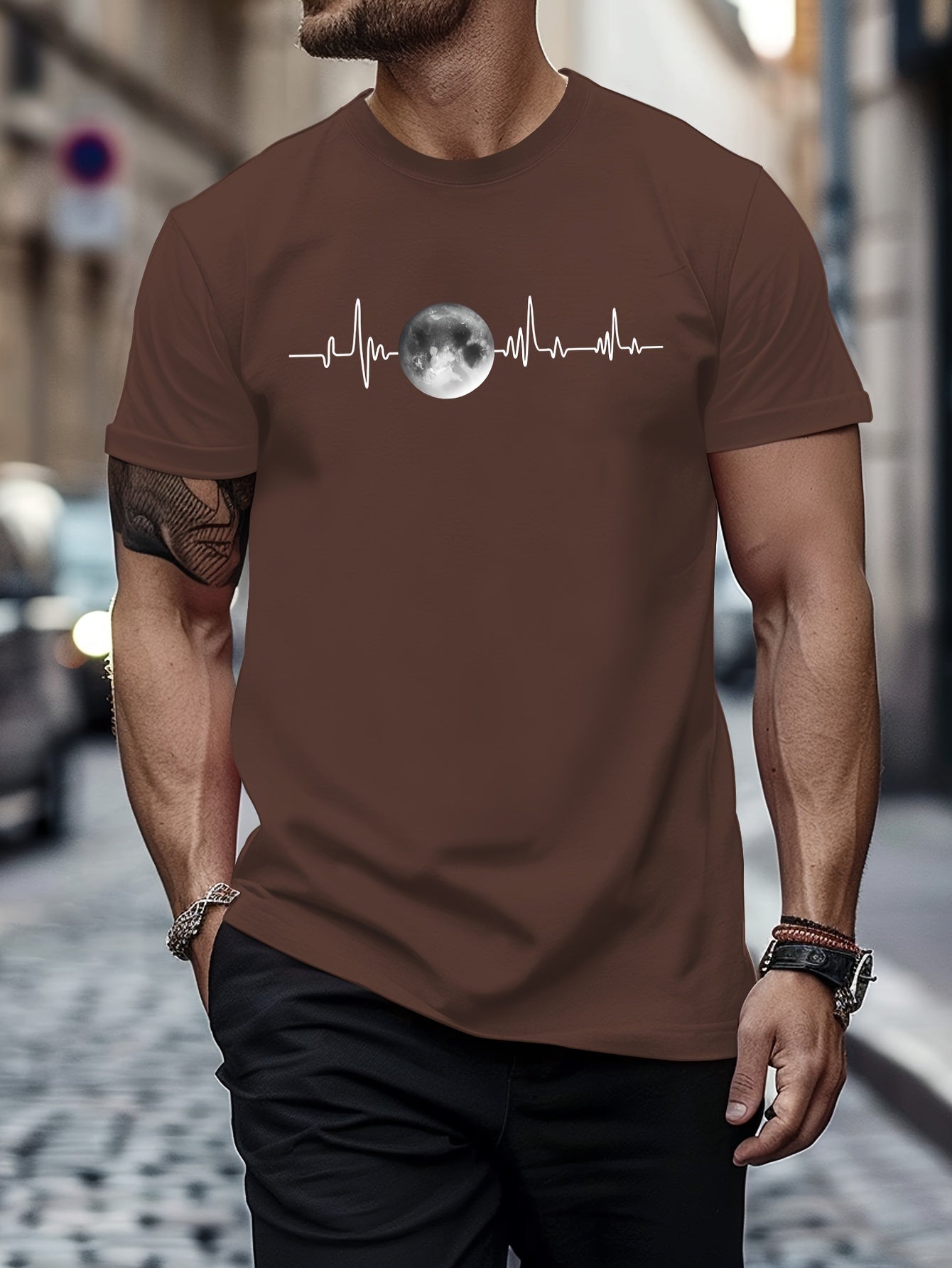 Men's Planet Print Drop Shoulder T-shirt
