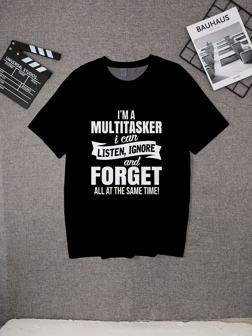 I'M A Multitasker Printing T-Shirt with Funny Men Graphic Tee Black T Shirt Summer Short Sleeve Tee Shirts