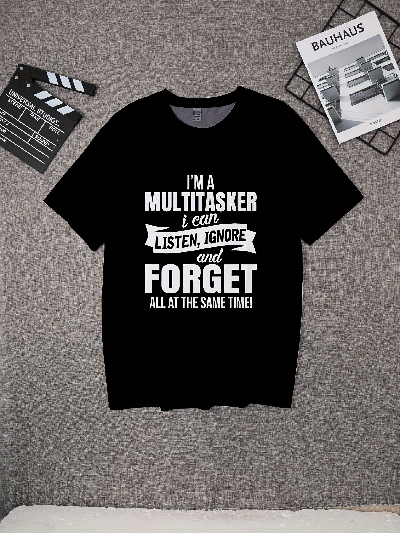 I'M A Multitasker Printing T-Shirt with Funny Men Graphic Tee Black T Shirt Summer Short Sleeve Tee Shirts