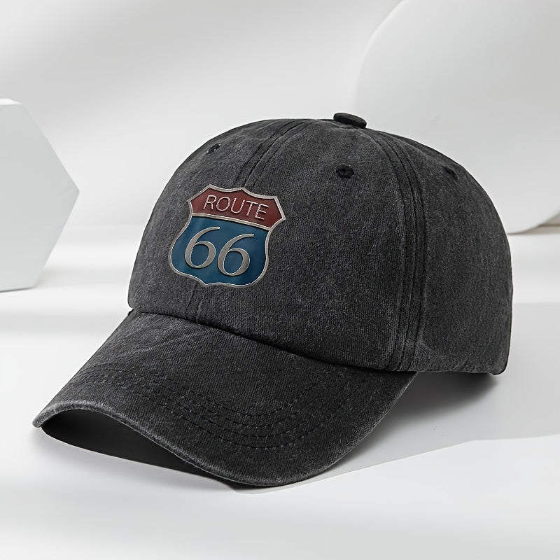 ROUTE 66 Print Baseball Cap Outdoor Sports Casual Moisture-Wicking Duckbill Hat Classic Washed Vintage Cap