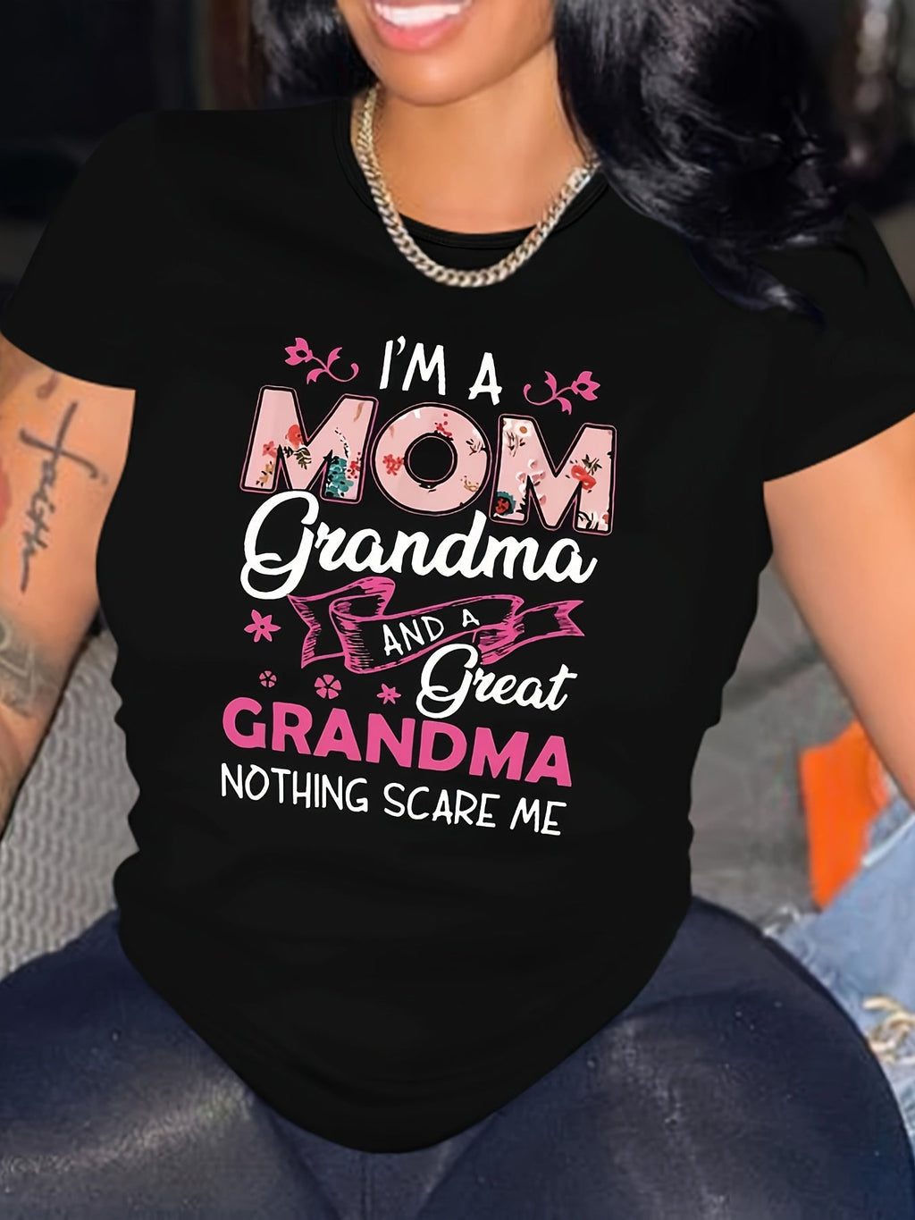 Plus Size Letter Print T-Shirt, Casual Crew Neck Short Sleeve T-Shirt, Women's Plus Size Clothing