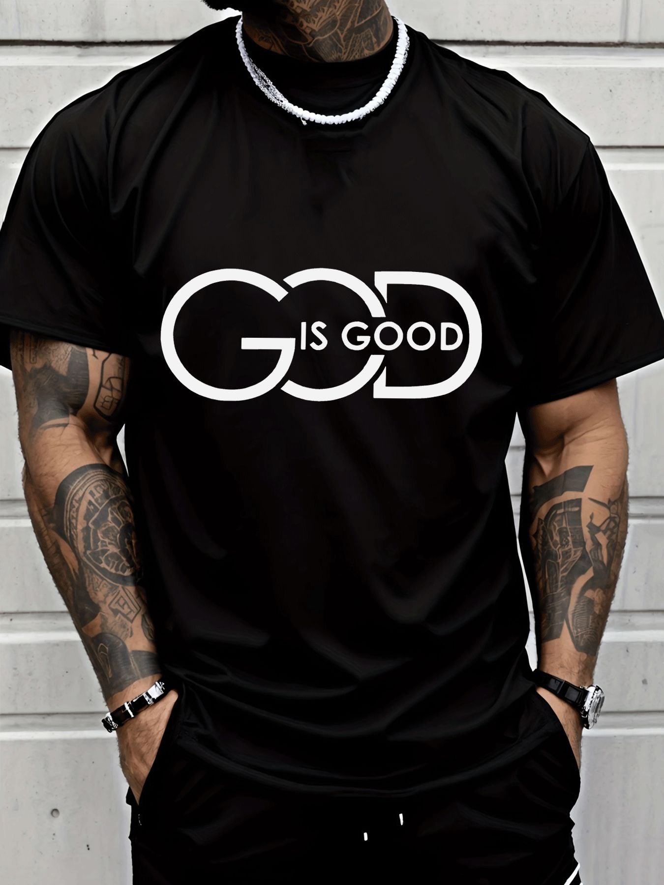 [Religious Graphic Tee] GOD IS GOOD Christian Faith T-Shirt for Men | Inspirational Religious Graphic Tee | Thick Durable Print, Fade-Resistant | Breathable Polyester, Wrinkle-Resistant Short Sleeve