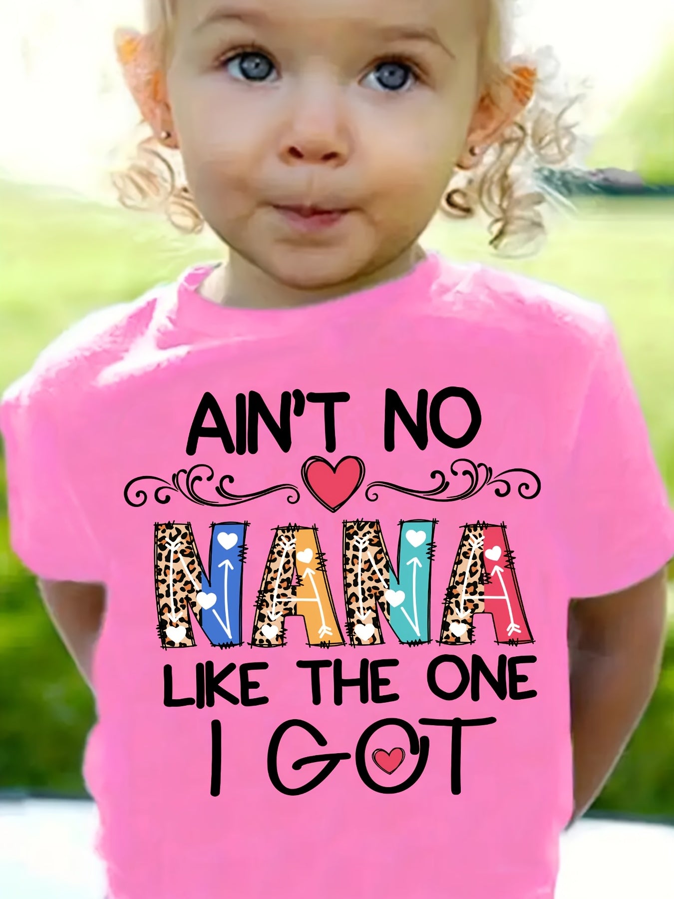 Summer Fashion Girls' Short Sleeve T-Shirt "AIN'T NO NANA LIKE THE ONE I GOT" Letter Print Casual Top NYDX4826