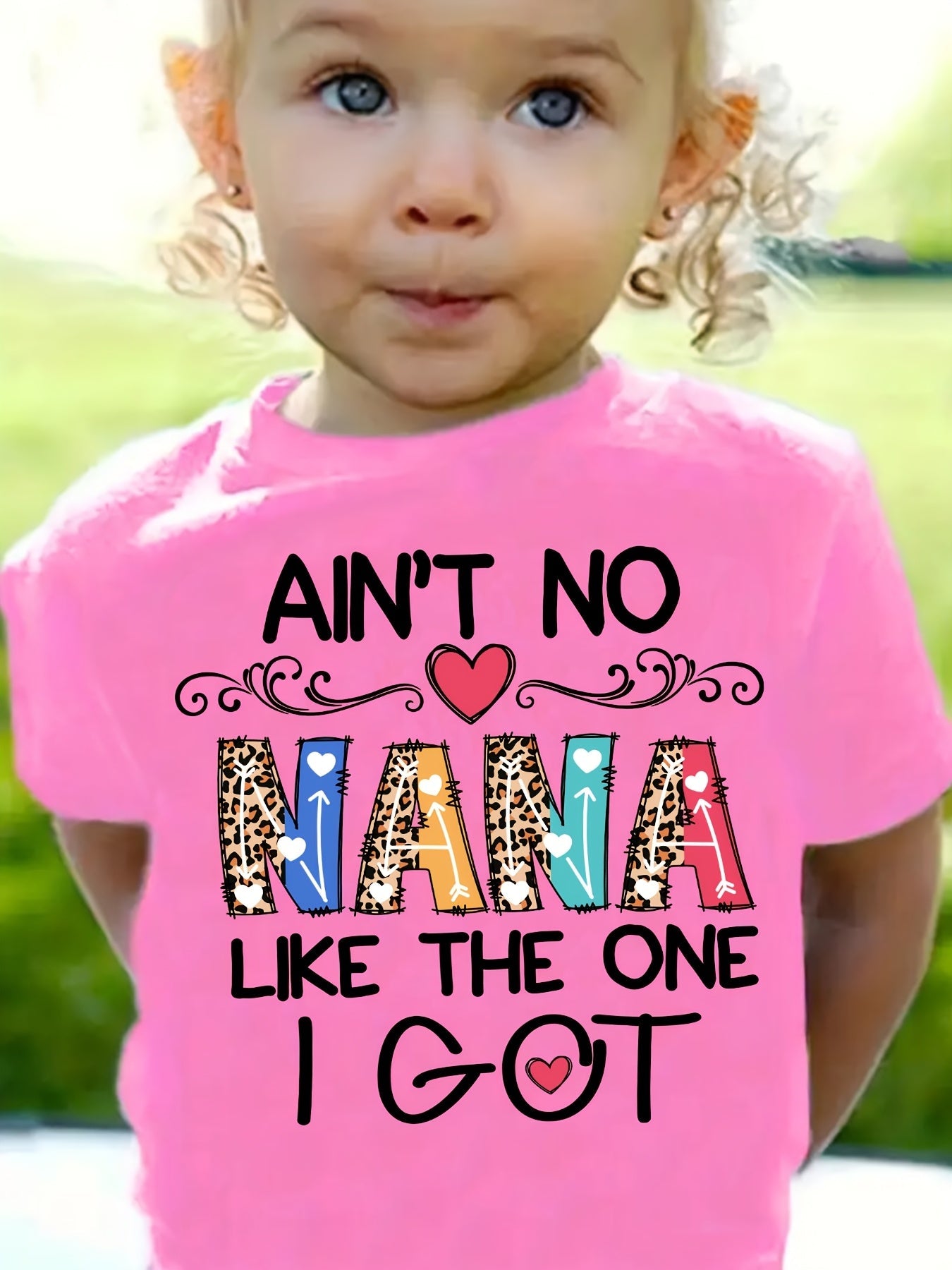 Summer Fashion Girls' Short Sleeve T-Shirt "AIN'T NO NANA LIKE THE ONE I GOT" Letter Print Casual Top NYDX4826