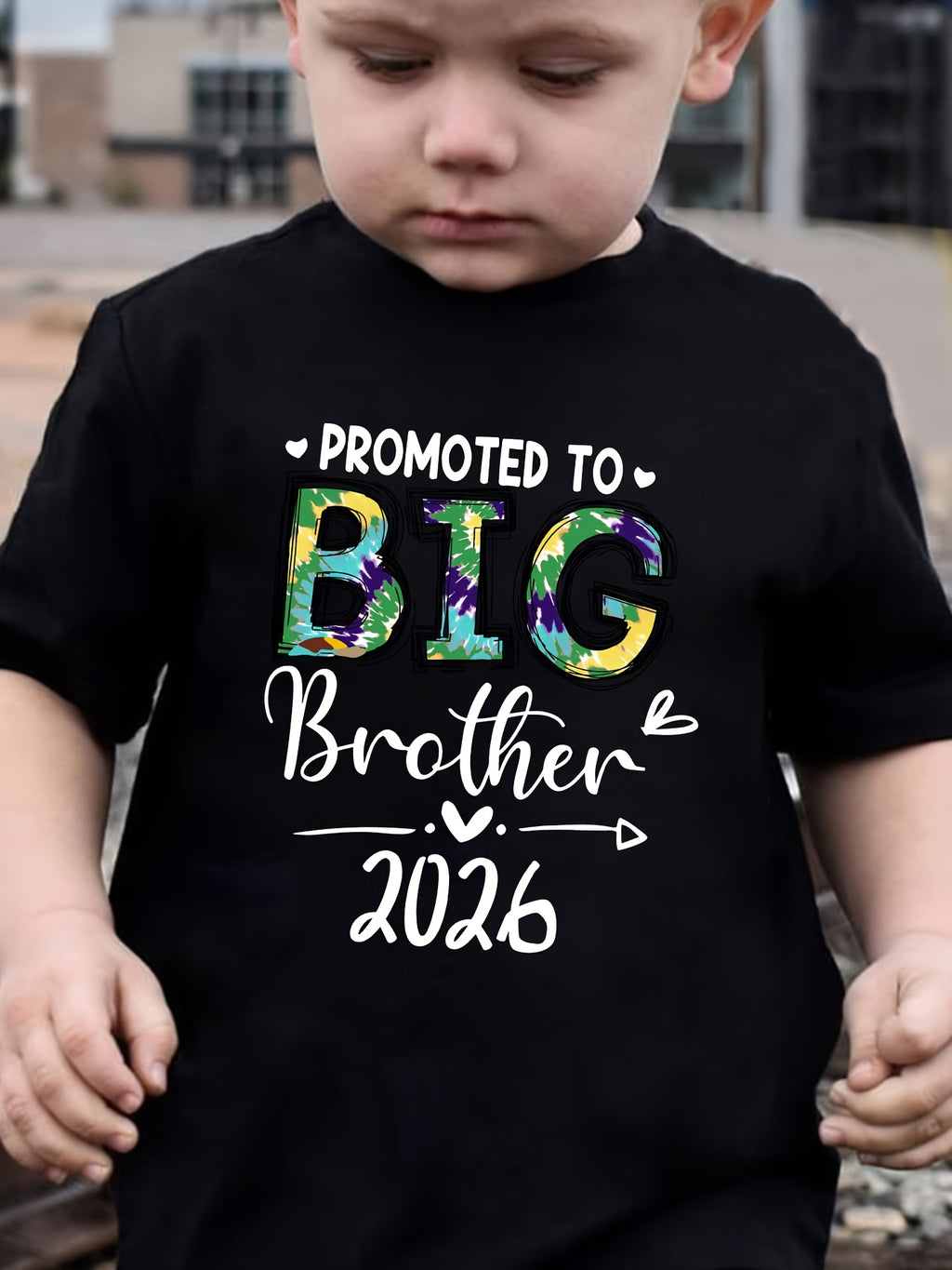 Summer Fashion Boys' Short Sleeve T-Shirt PROMOTED TO BIG BROTHER 2026 Letter Print Outdoor Casual Top NY-DX6459