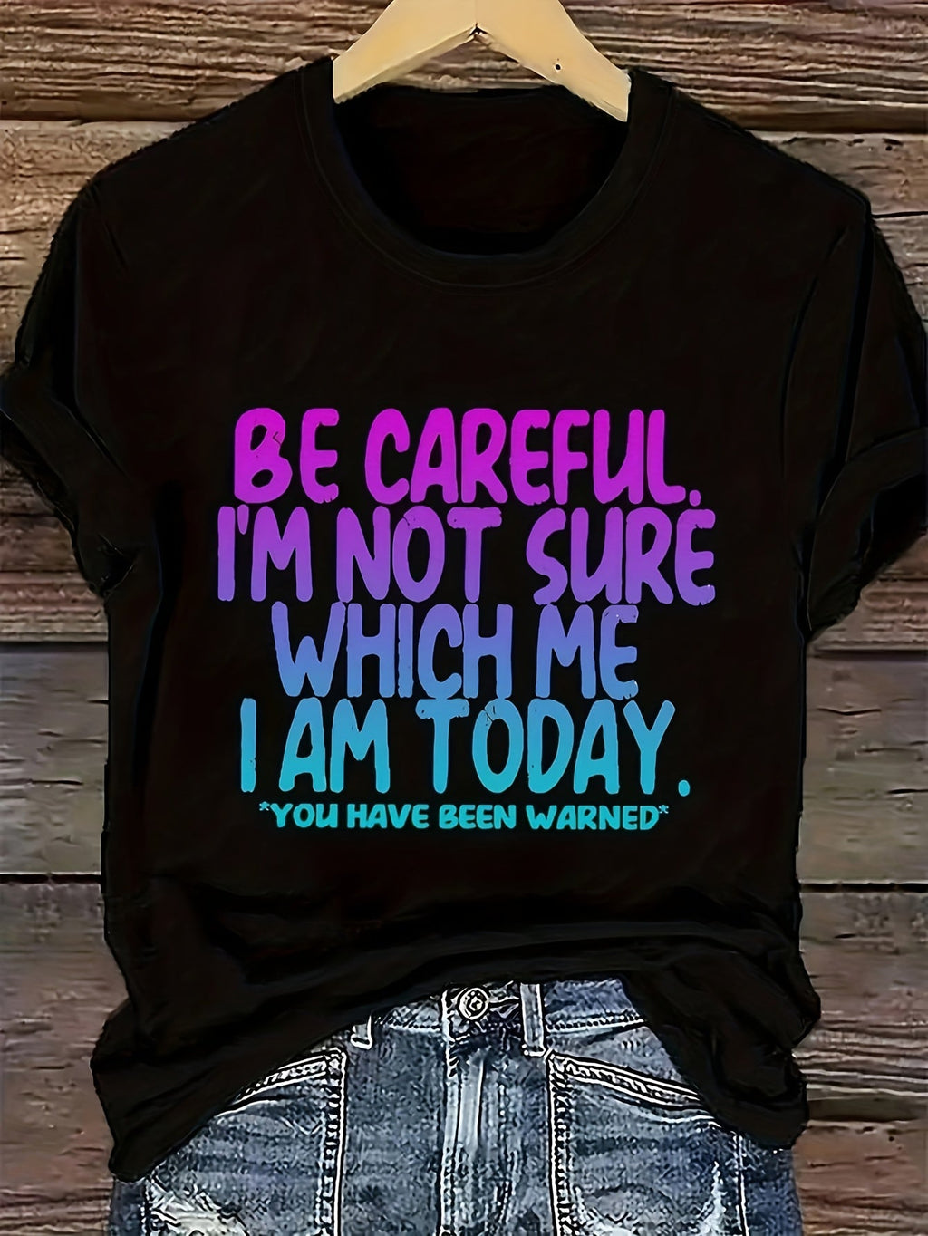 Women'S Funny "I'm Not Sure Which Me I Am Today" T-Shirt - Pink Crew Neck Tee with Lettering - Lightweight Everyday Casual Shirt for Women - Humorous Gift for, Ladies T Shirts, Comfortable Fit Shirt