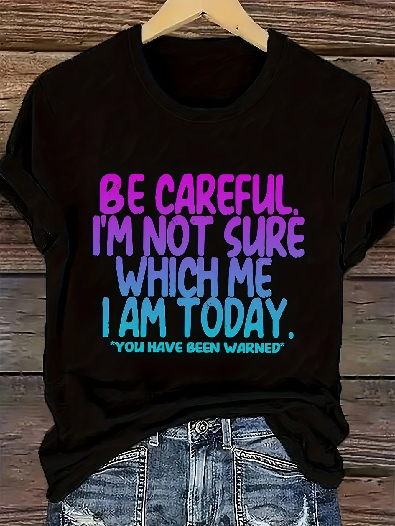 Women'S Funny "I'm Not Sure Which Me I Am Today" T-Shirt - Pink Crew Neck Tee with Lettering - Lightweight Everyday Casual Shirt for Women - Humorous Gift for, Ladies T Shirts, Comfortable Fit Shirt