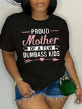 Plus Size Mother Print T-shirt, Casual Short Sleeve Crew Neck Top For Spring & Summer, Women's Plus Size Clothing