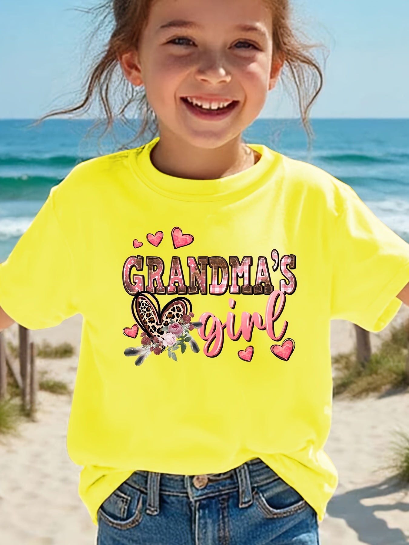Summer Fashion Girls' Short Sleeve T-Shirt "GRANDMA's GIRL" Letter Print Casual Top NYDX4092