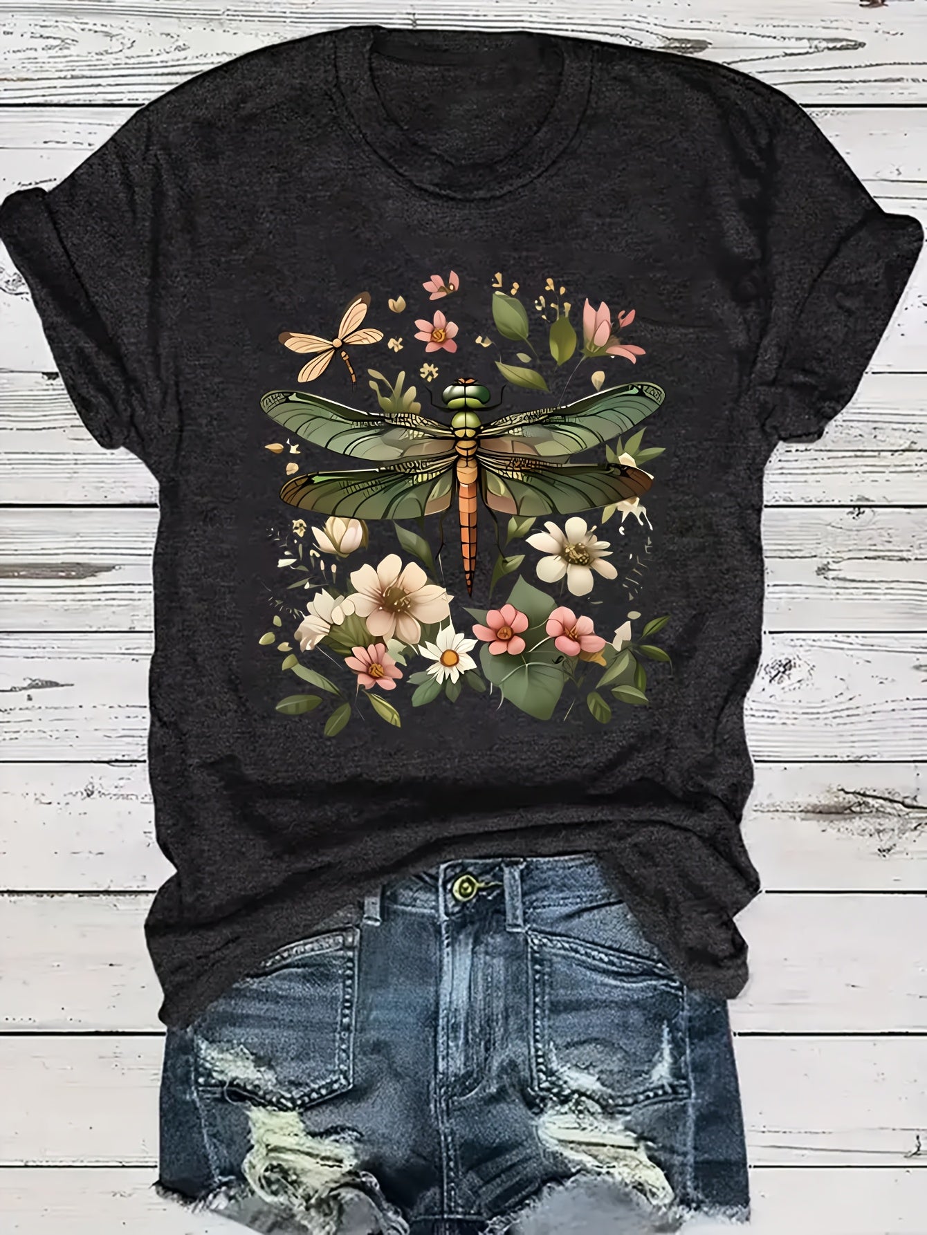 Fashionable Floral, Bohemian Women'S Graphic Print, Casual Short Sleeve - Spring And Summer Fit, Perfect Choice, Round Neck Women'S T-Shirt