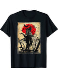 Cartoon Warrior Pattern T-shirt, Men's Casual Stretch Round Neck T-shirt For Spring Summer