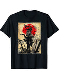 Cartoon Warrior Pattern T-shirt, Men's Casual Stretch Round Neck T-shirt For Spring Summer
