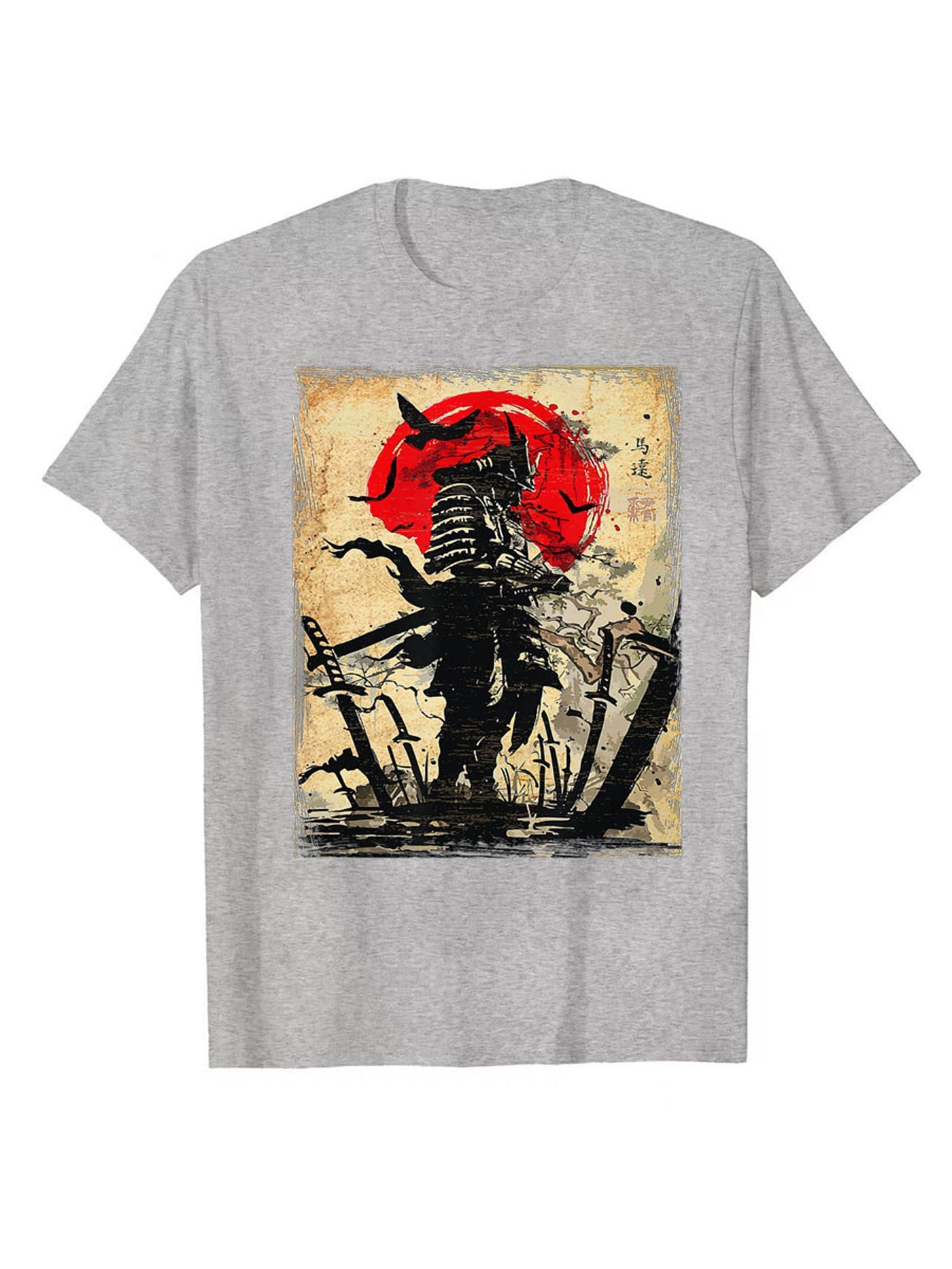 Cartoon Warrior Pattern T-shirt, Men's Casual Stretch Round Neck T-shirt For Spring Summer