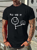 Manfinity Homme Men Cartoon & Slogan Graphic Casual Short Sleeve Tee, For Going Out, For Husband