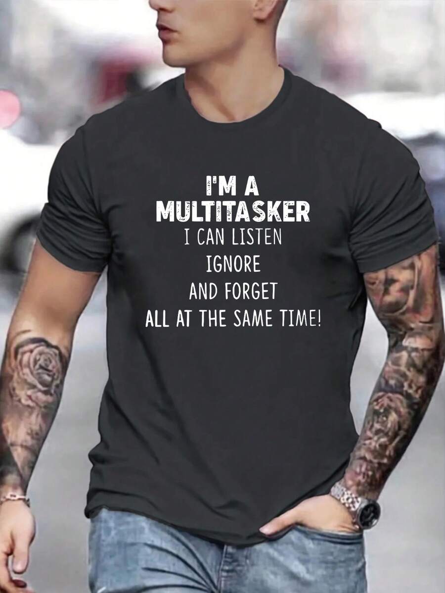 Men Slogan Graphic Tee