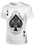 Men's Oversized Fit Suitable for: Casual Streetwear T-Shirt with Spade A Print - Loose Fit Round Neck, Machine Washable Sporty Hip Hop Shirts