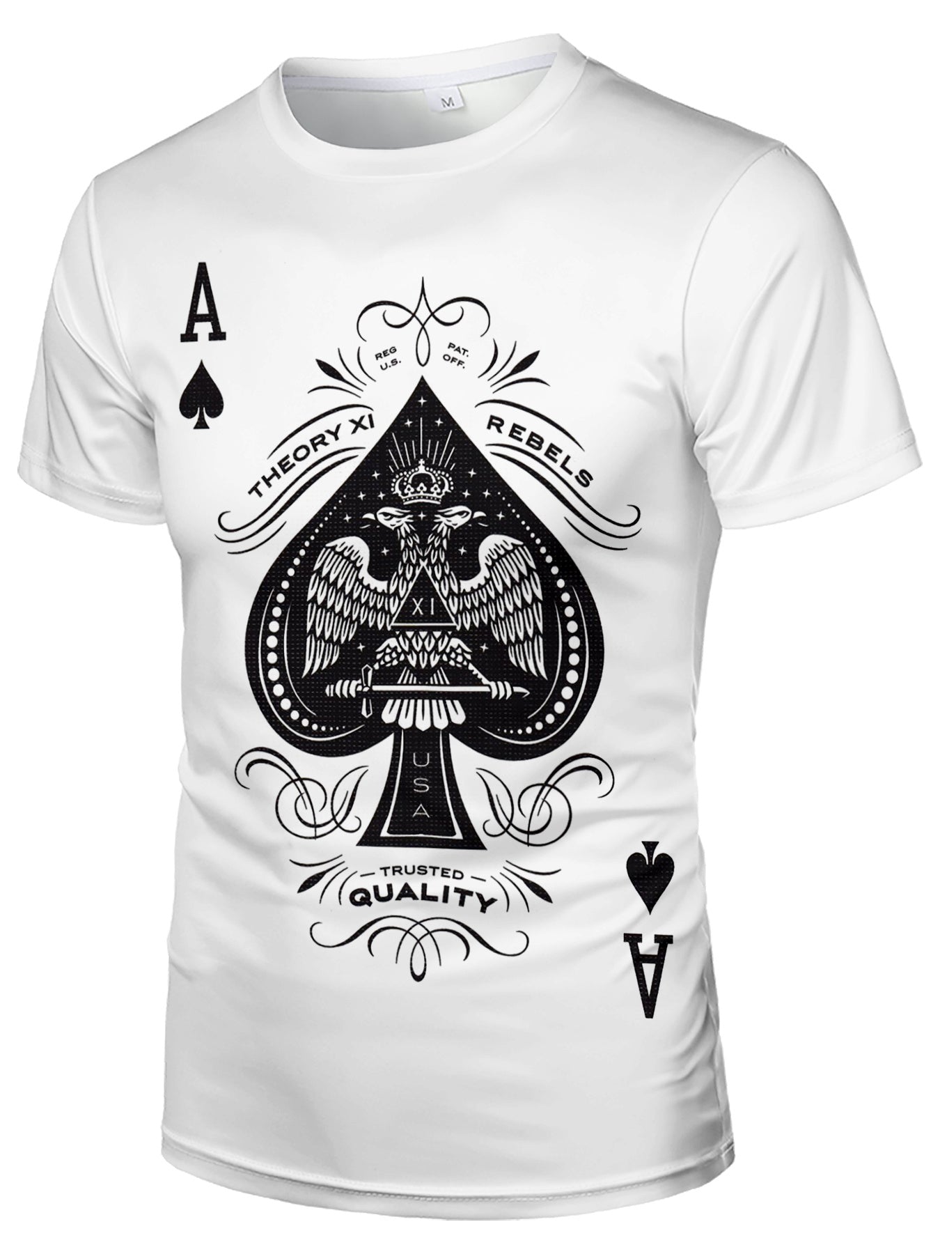 Men's Oversized Fit Suitable for: Casual Streetwear T-Shirt with Spade A Print - Loose Fit Round Neck, Machine Washable Sporty Hip Hop Shirts