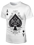 Men's Oversized Fit Suitable for: Casual Streetwear T-Shirt with Spade A Print - Loose Fit Round Neck, Machine Washable Sporty Hip Hop Shirts