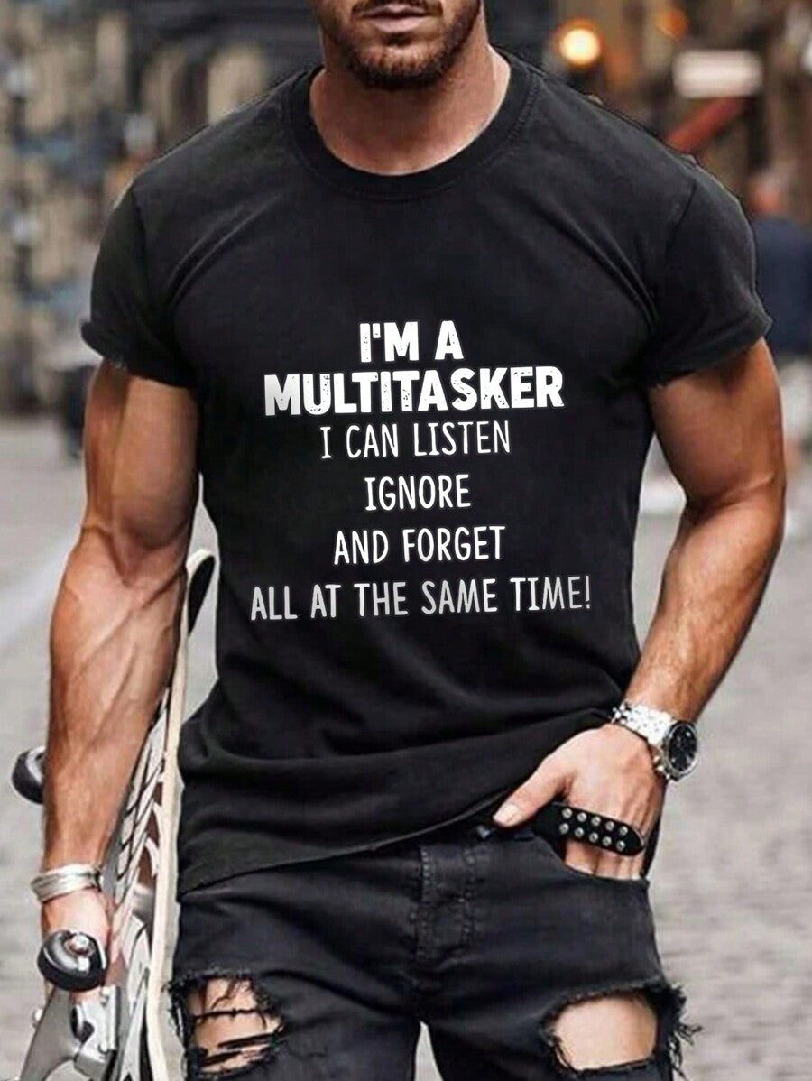 Men Slogan Graphic Tee