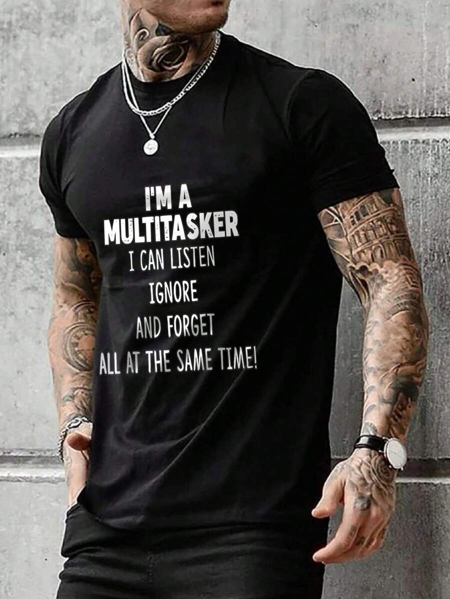 Men Slogan Graphic Tee