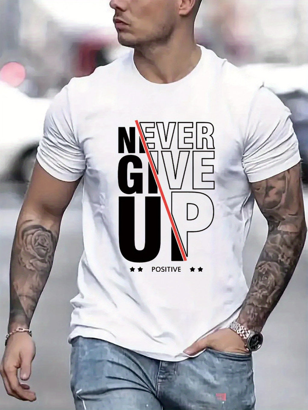 Fashion Casual Men'S Letter Print T-Shirt
