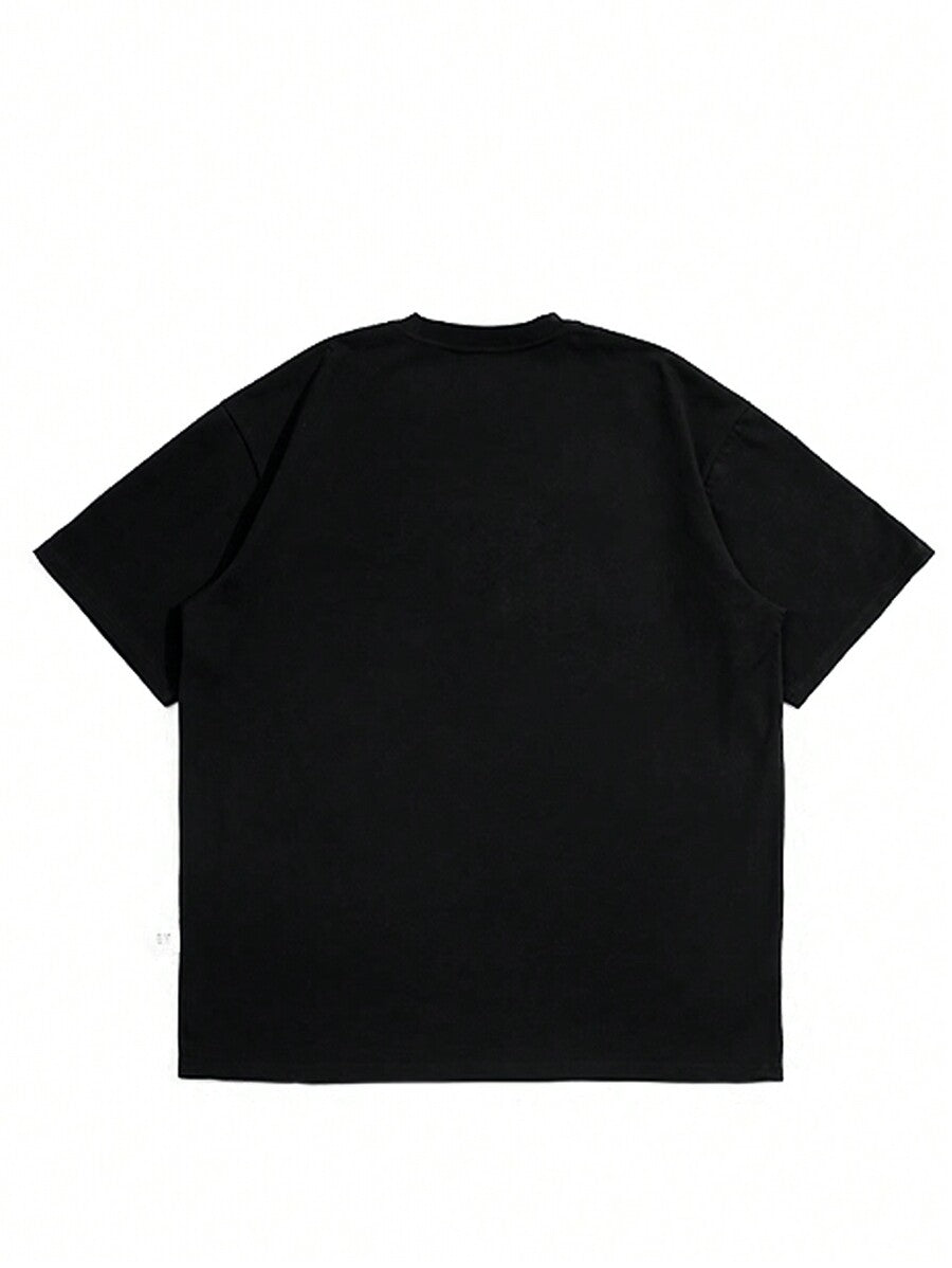 Men's Casual Letter Print Round Neck Short Sleeve T-Shirt