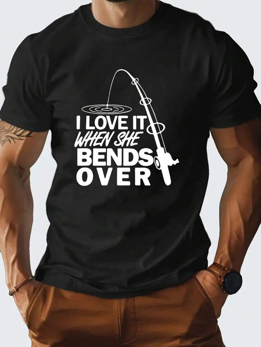 Men's Summer Slogan Print Round Neck Short Sleeve Casual T-Shirt