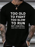 Men Plus Size Slogan Printed Round Neck Short Sleeve Casual T-Shirt, Summer