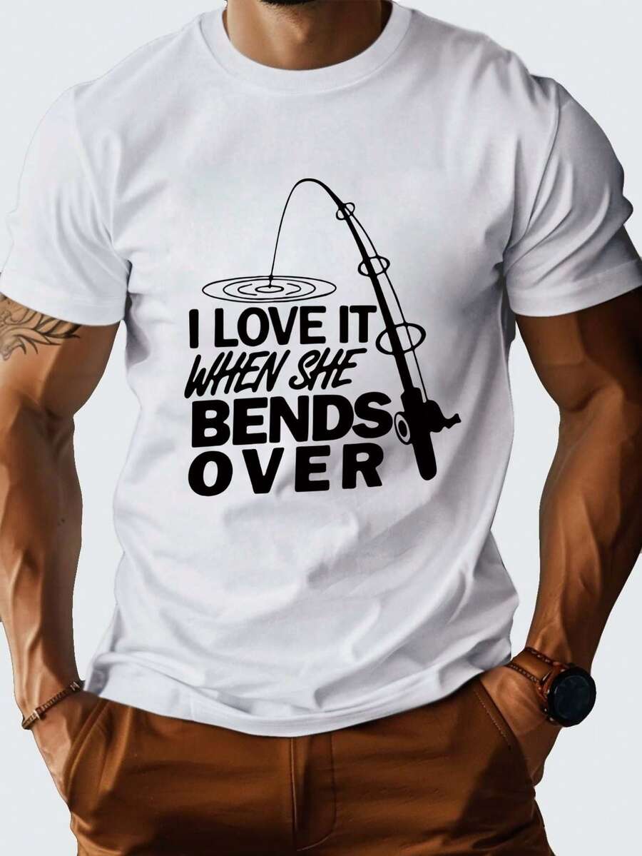 Men's Summer Slogan Print Round Neck Short Sleeve Casual T-Shirt