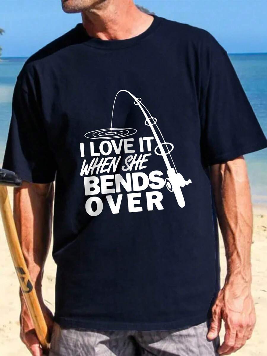 Men's Summer Slogan Print Round Neck Short Sleeve Casual T-Shirt