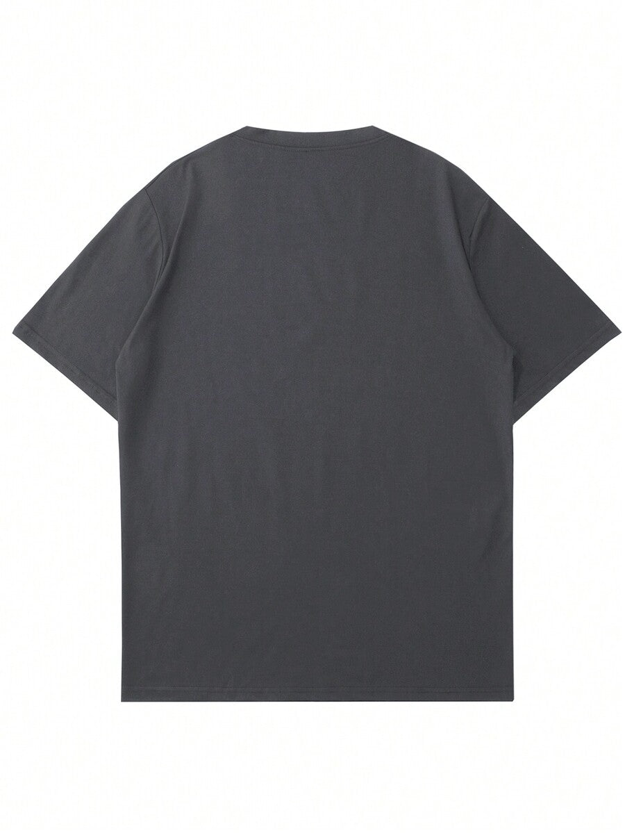 Men's Summer Slogan Print Round Neck Short Sleeve Casual T-Shirt