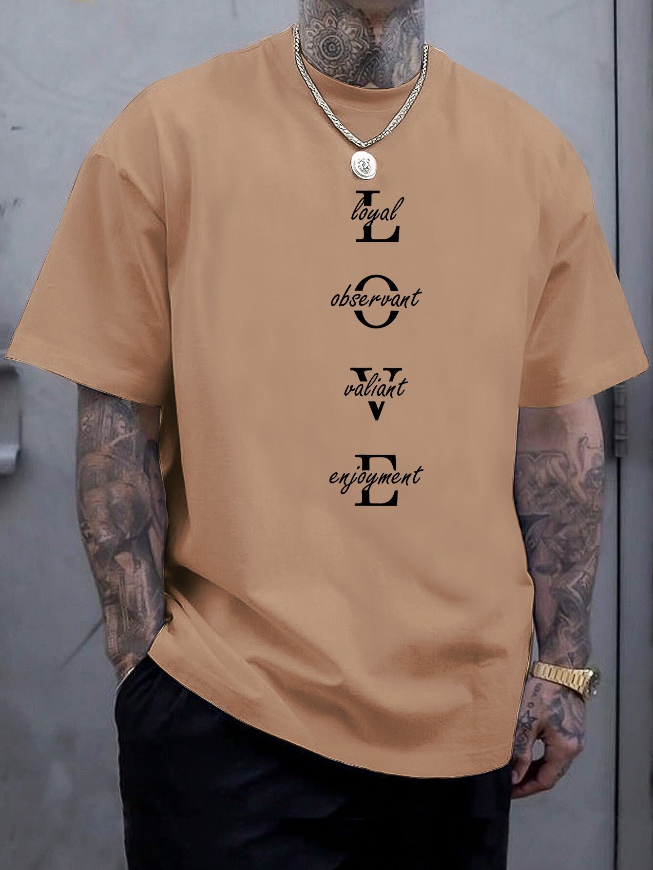 Men's Vintage-Inspired Fashion T-Shirt with Geometric Lettering, Knit Polyester Blend, Regular Fit, Crew Neck, Short Sleeve, Weekend Casual - Summer Sports Tee with Slight Stretch