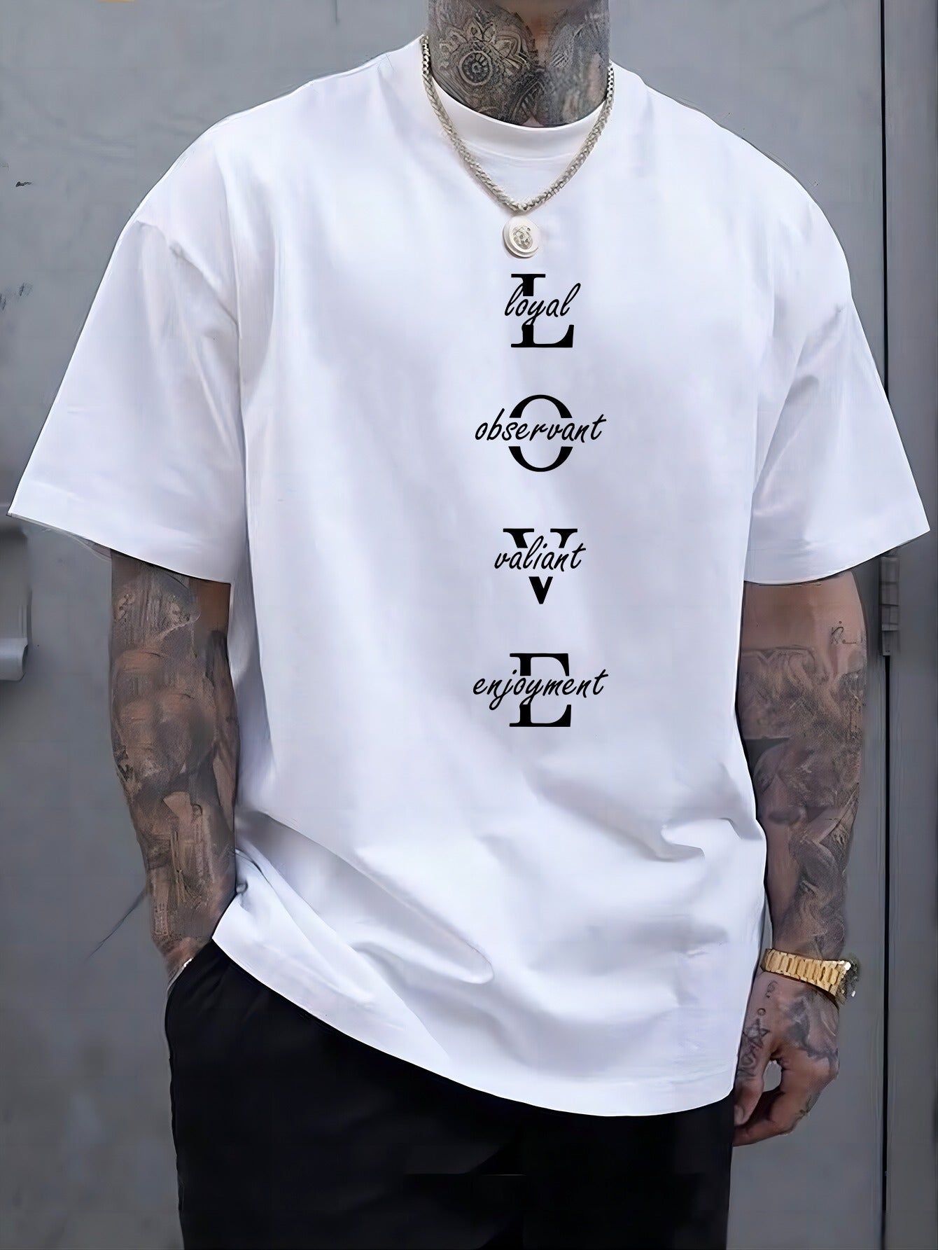 Men's Vintage-Inspired Fashion T-Shirt with Geometric Lettering, Knit Polyester Blend, Regular Fit, Crew Neck, Short Sleeve, Weekend Casual - Summer Sports Tee with Slight Stretch