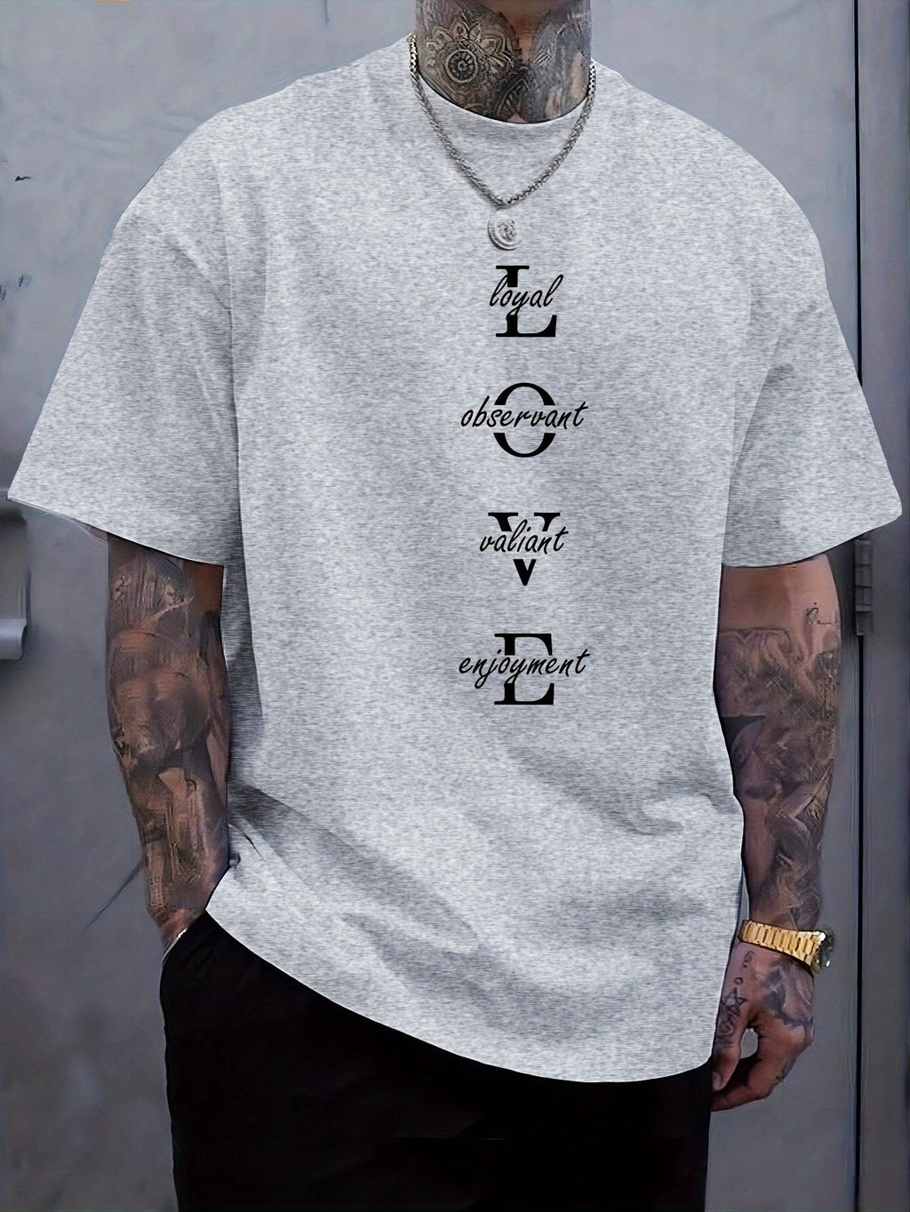 Men's Vintage-Inspired Fashion T-Shirt with Geometric Lettering, Knit Polyester Blend, Regular Fit, Crew Neck, Short Sleeve, Weekend Casual - Summer Sports Tee with Slight Stretch
