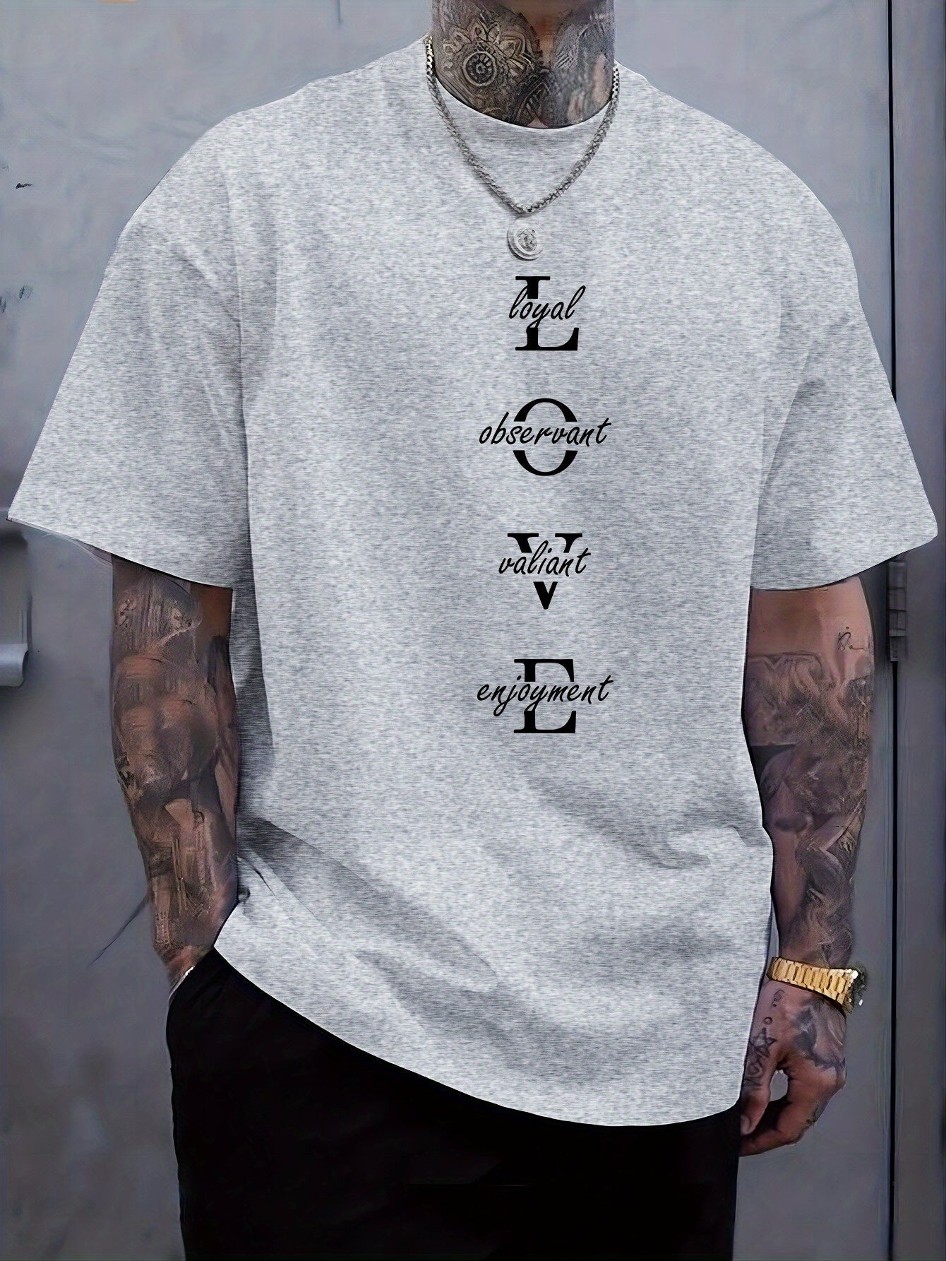 Men's Vintage-Inspired Fashion T-Shirt with Geometric Lettering, Knit Polyester Blend, Regular Fit, Crew Neck, Short Sleeve, Weekend Casual - Summer Sports Tee with Slight Stretch