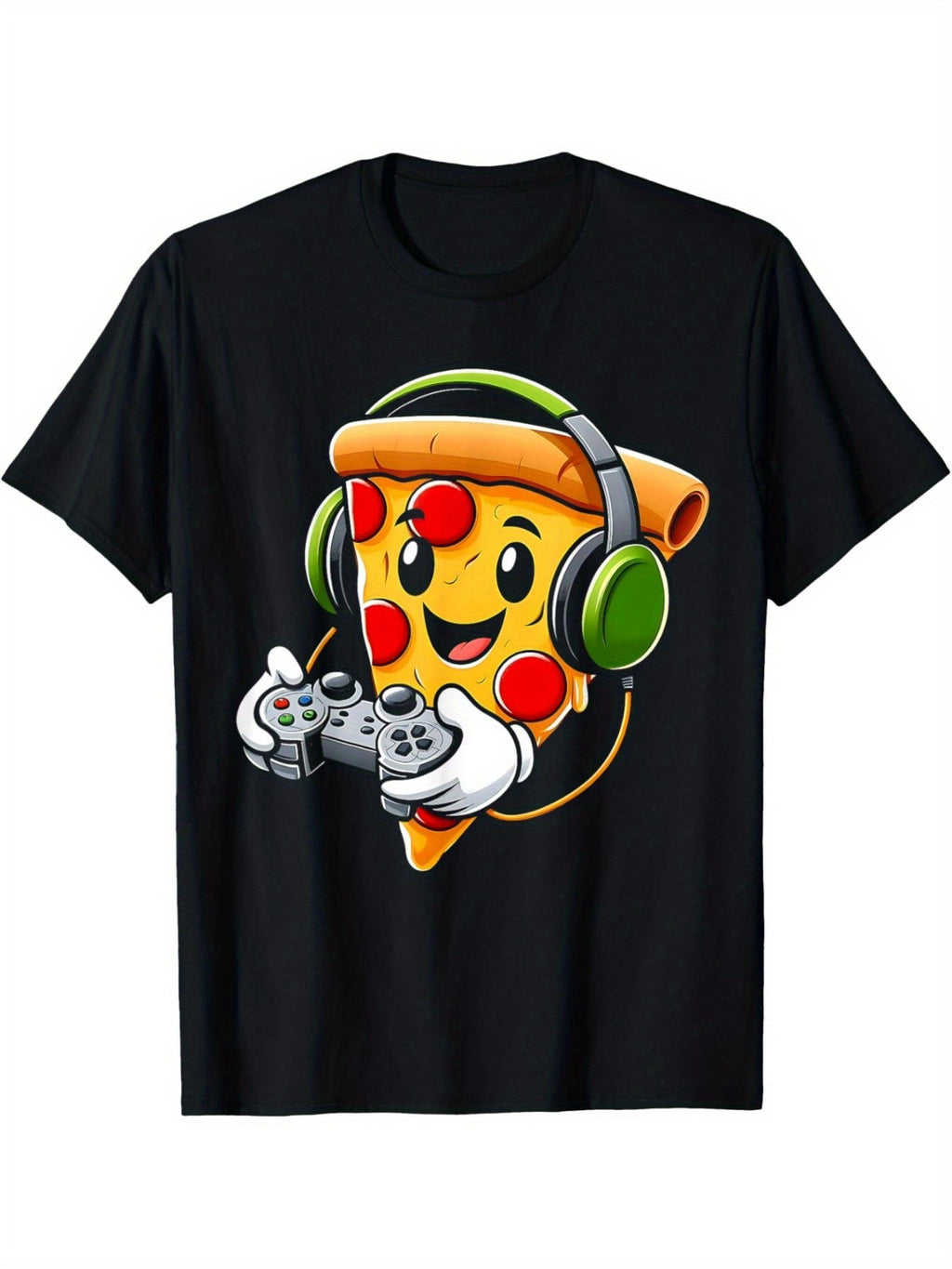 Funny Gamer Pizza Gaming Food Lovers Play Video Games T-Shirt Summer Comfortable Casual Short Sleeve T-Shirt