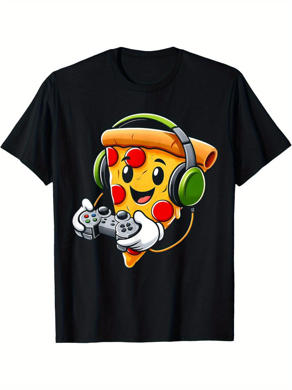 Funny Gamer Pizza Gaming Food Lovers Play Video Games T-Shirt Summer Comfortable Casual Short Sleeve T-Shirt