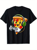Funny Gamer Pizza Gaming Food Lovers Play Video Games T-Shirt Summer Comfortable Casual Short Sleeve T-Shirt