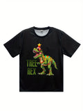 Men'S 3D Printed Christmas Tree Rex T-Shirt for Summer, Casual Round Neck, Short Sleeve Outdoor Wear