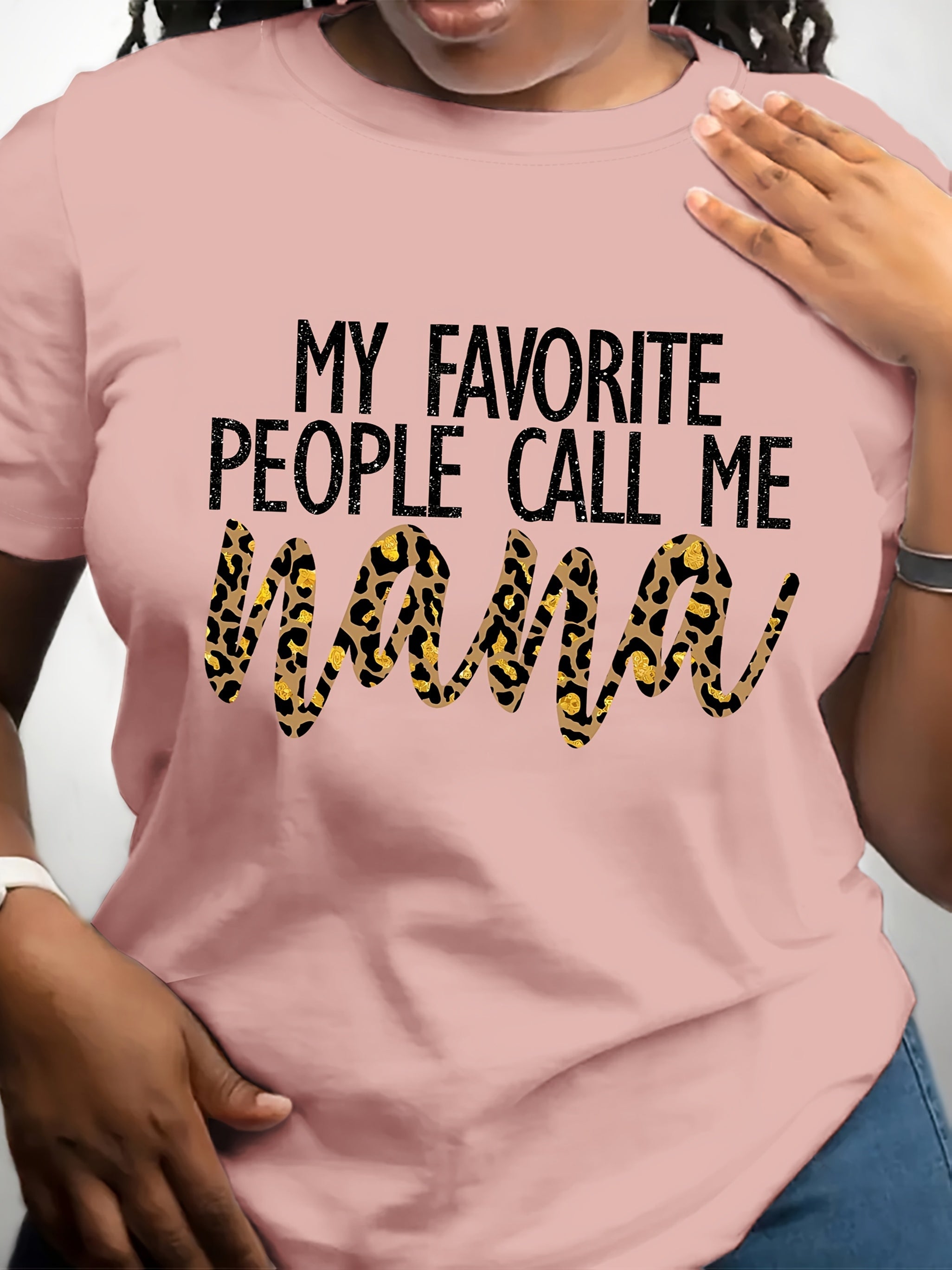 NANA's Letter Graphic Print Crew Neck T-shirt, Casual Short Sleeve Top for Spring & Summer, Women's Clothing