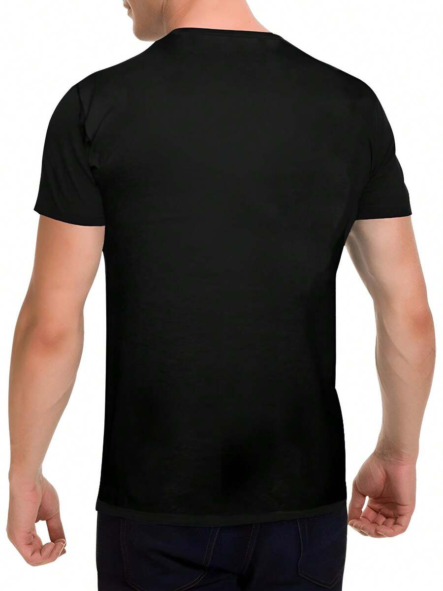 Aircraft Classic Pattern Men's Short Sleeve Printed T-Shirt, Outdoor Casual T-Shirt Men's Sports Short Sleeve, Round Neck Comfortable T-Shirt Men's Top, Fashion Retro Men's Cotton Short Sleeve, Conventional Version Of The Top, Daily Wear
