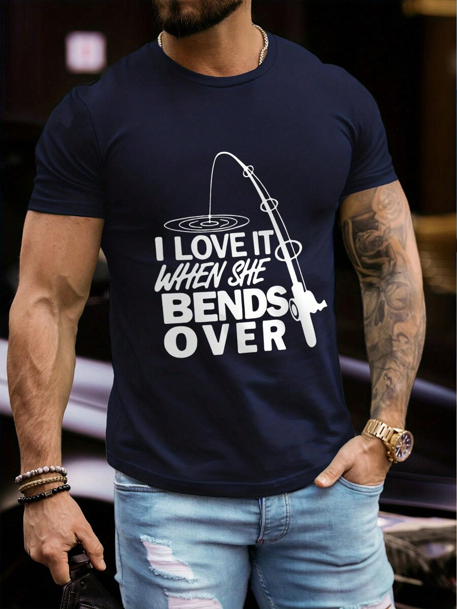 Men's Summer Slogan Print Round Neck Short Sleeve Casual T-Shirt
