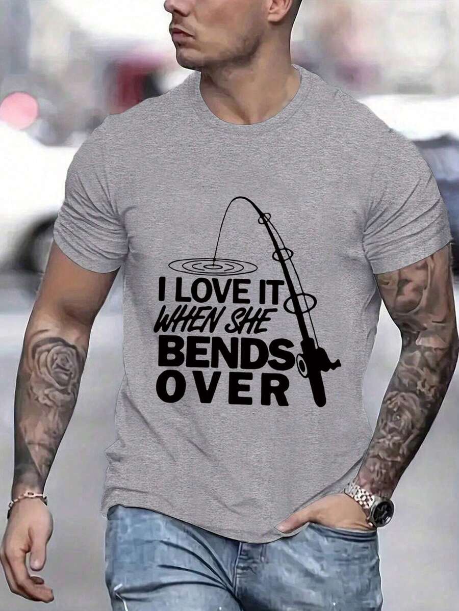 Men's Summer Slogan Print Round Neck Short Sleeve Casual T-Shirt