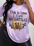 Maweii Plus Size English Letter Printing Round Neck T-Shirt Summer Women's Clothing This Is How I Fight MY BATTLES Graphic Tees Women Tops