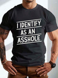 Men's Lightweight Slogan T-Shirt, Gray Casual Short Sleeve Top, Versatile For Summer